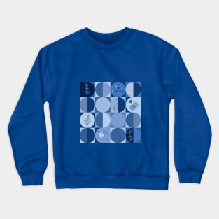 repeating geometry pattern, squares and circles, ornaments, blue color tones Crewneck Sweatshirt